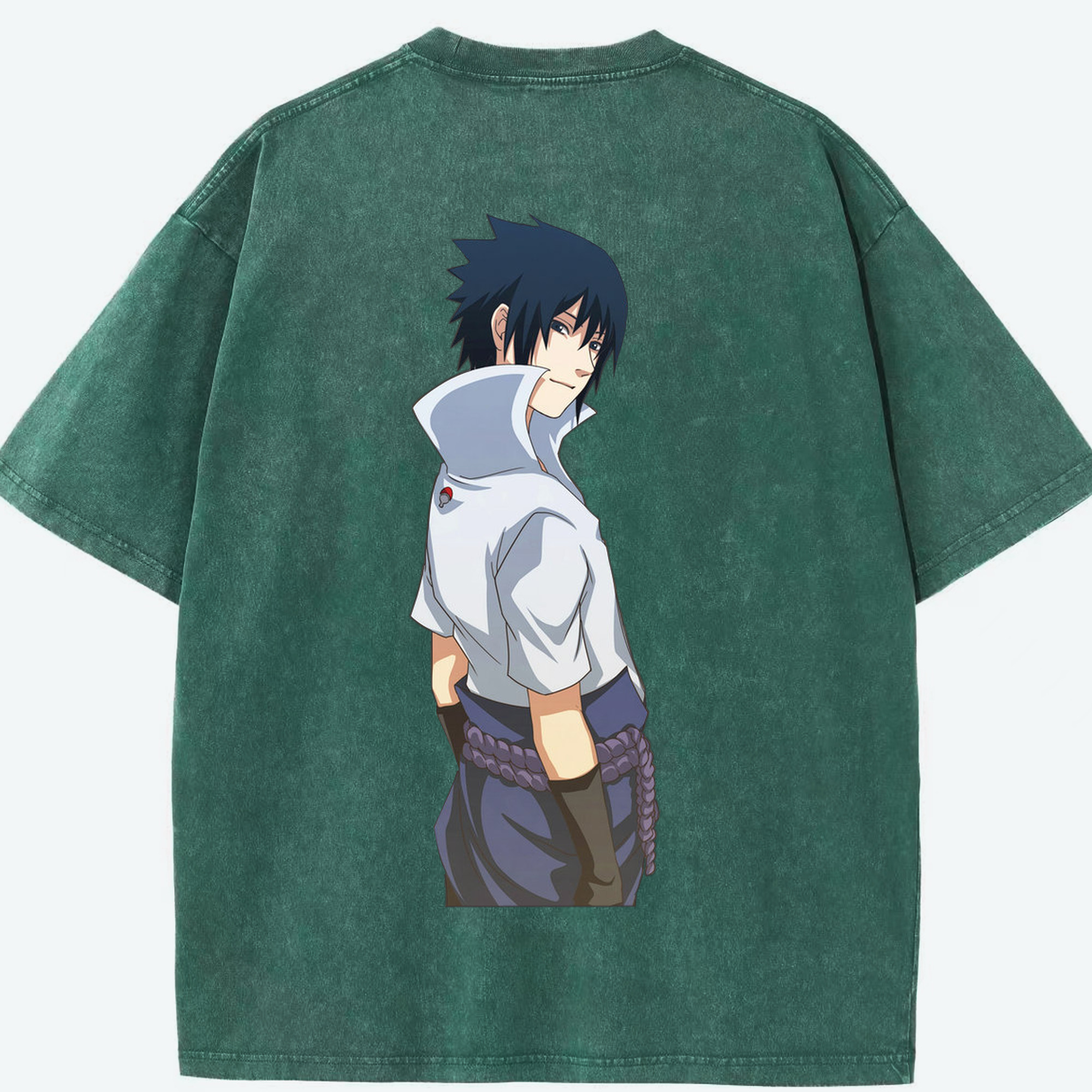 （画像用） NARUTO -ナルト- うちは サスケ Uchiha Sasuke 綿100% ヴィンテージ風 半袖Tシャツ（背面プリント）